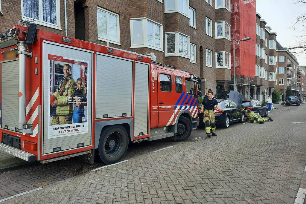 Brandweer bevrijdt kat uit motorcompartiment