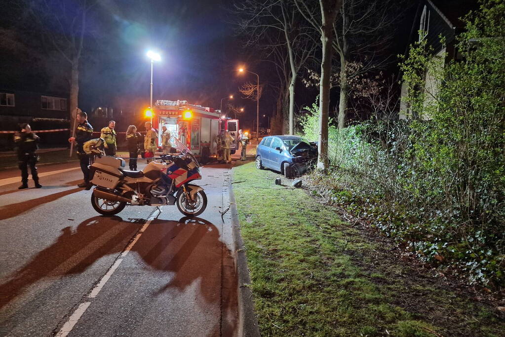 Twee gewonden bij frontale botsing tegen boom