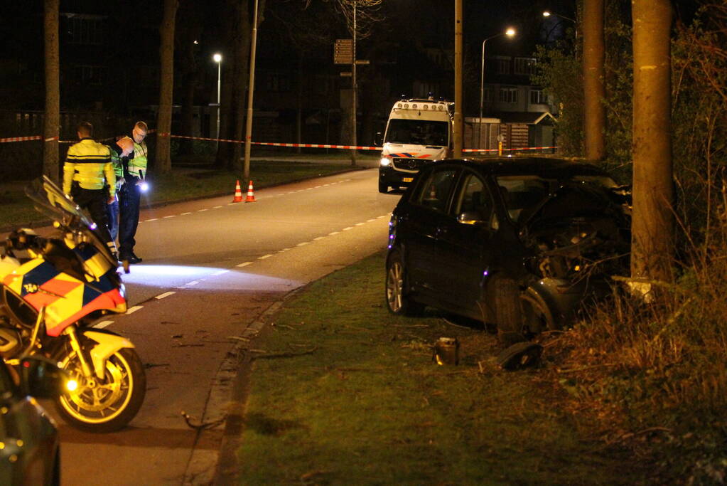 Twee gewonden bij frontale botsing tegen boom