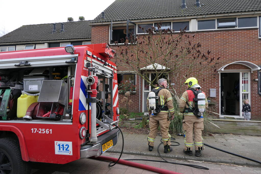 Flinke rookontwikkeling bij brand in woning