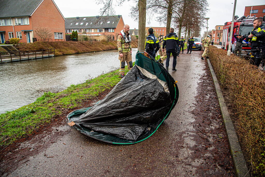 Melding fiets in sloot blijkt tentje