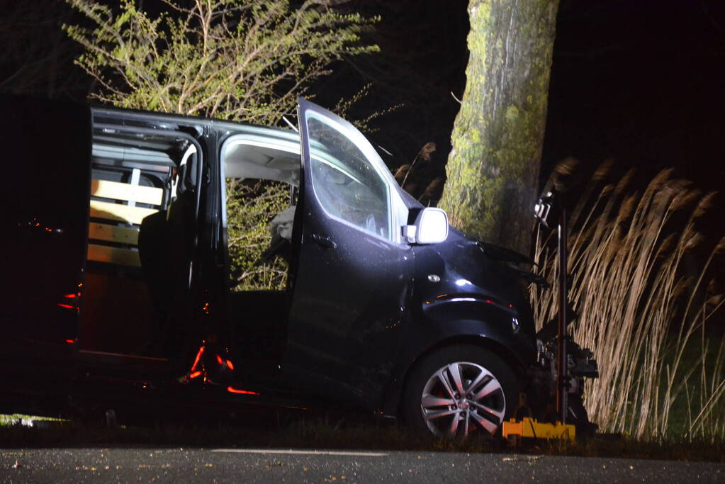 Bestuurder van bestelbus eindigt tegen boom