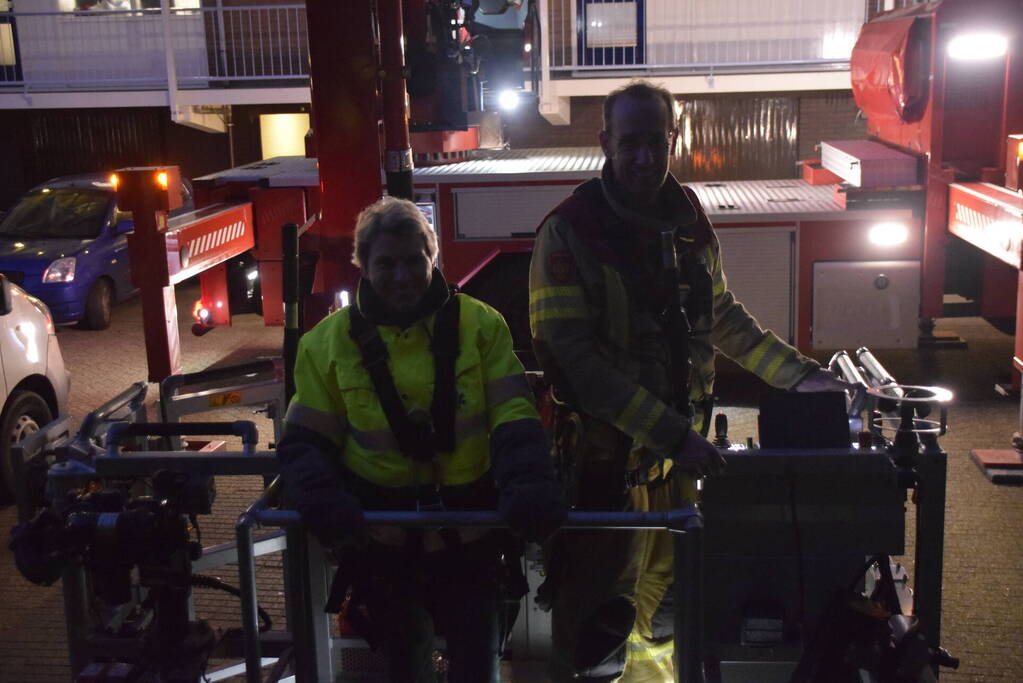 Kat in hoge boom op de vlucht voor brandweer