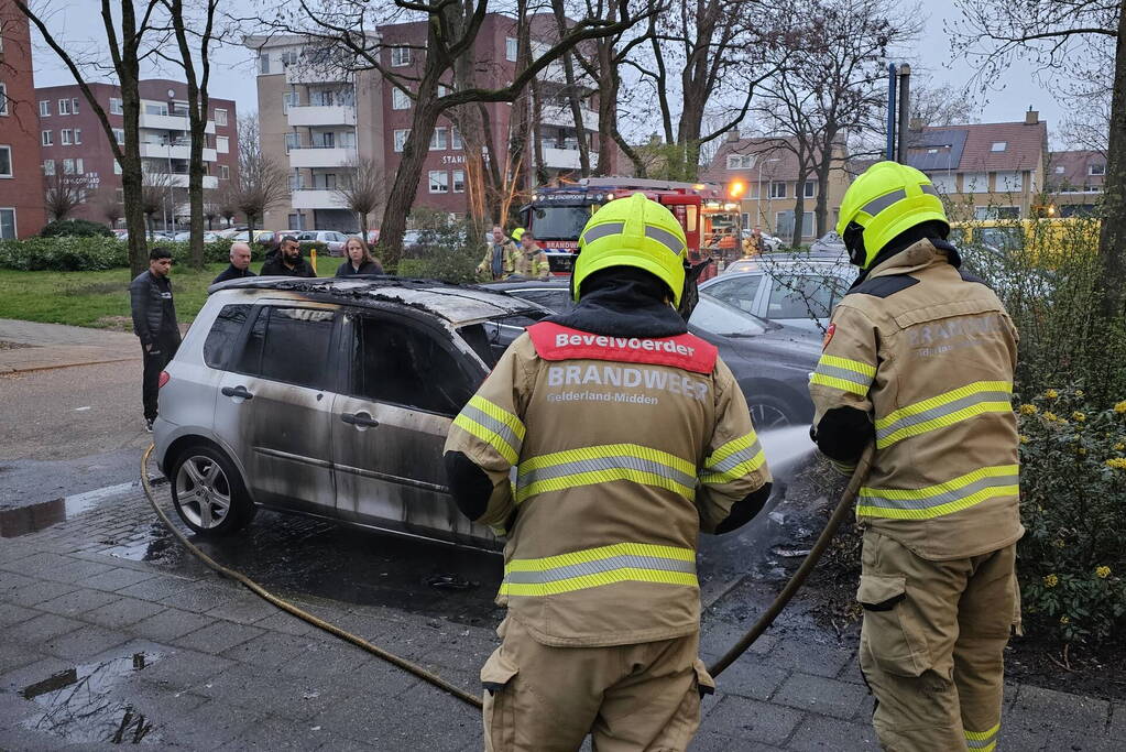 Geparkeerde auto verwoest door brand