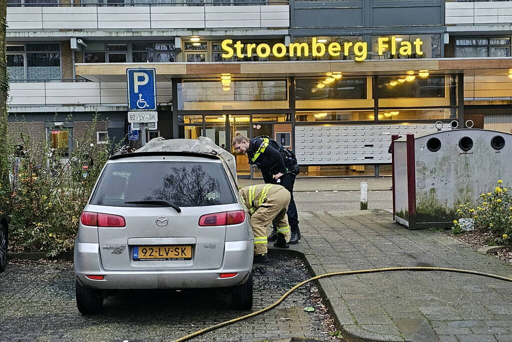 Geparkeerde auto verwoest door brand