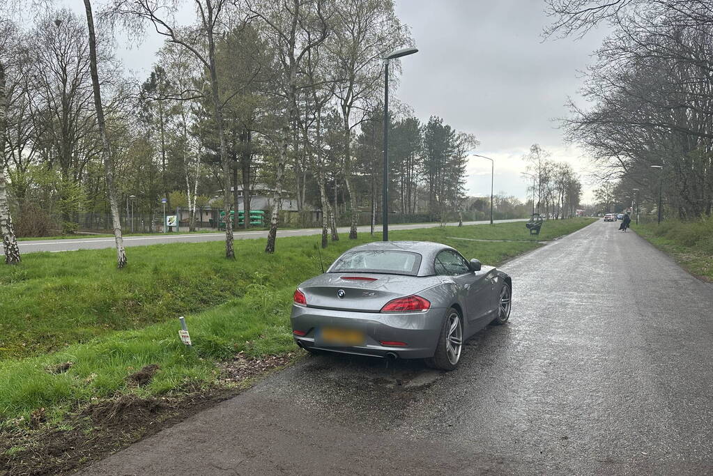 Auto raakt van de weg en loopt schade op