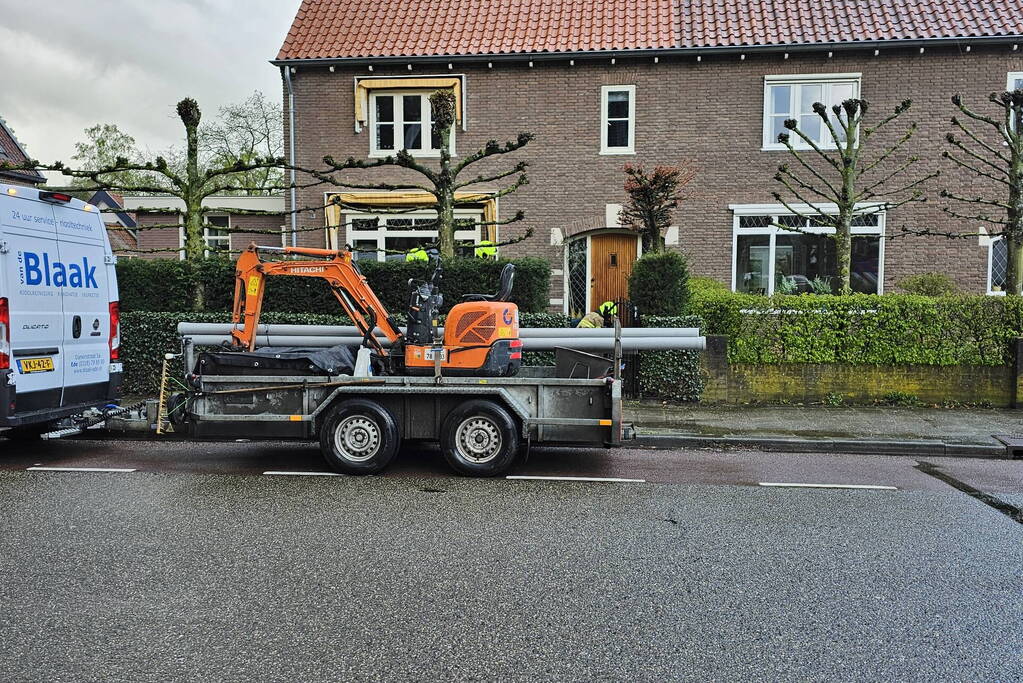 Gasleiding geraakt tijdens werkzaamheden aan het riool