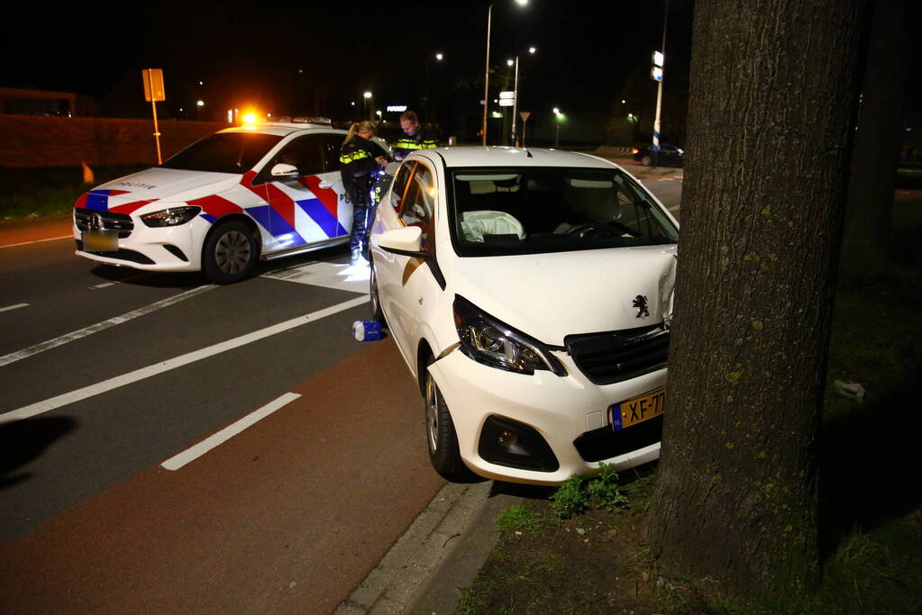 Automobilist eindigt tegen boom
