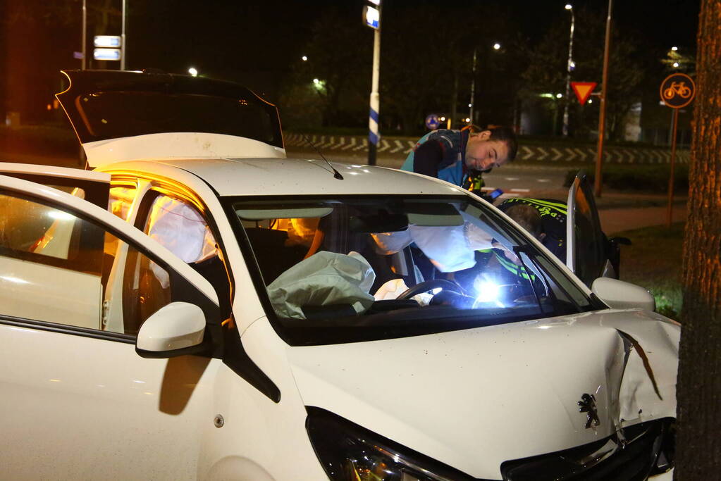 Automobilist eindigt tegen boom