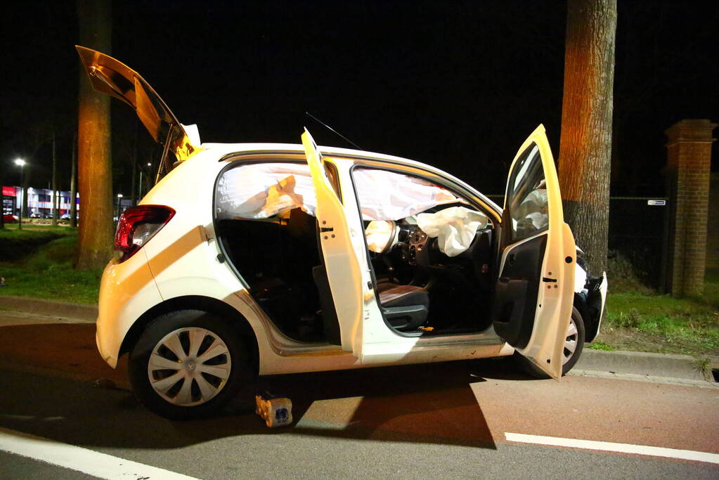 Automobilist eindigt tegen boom