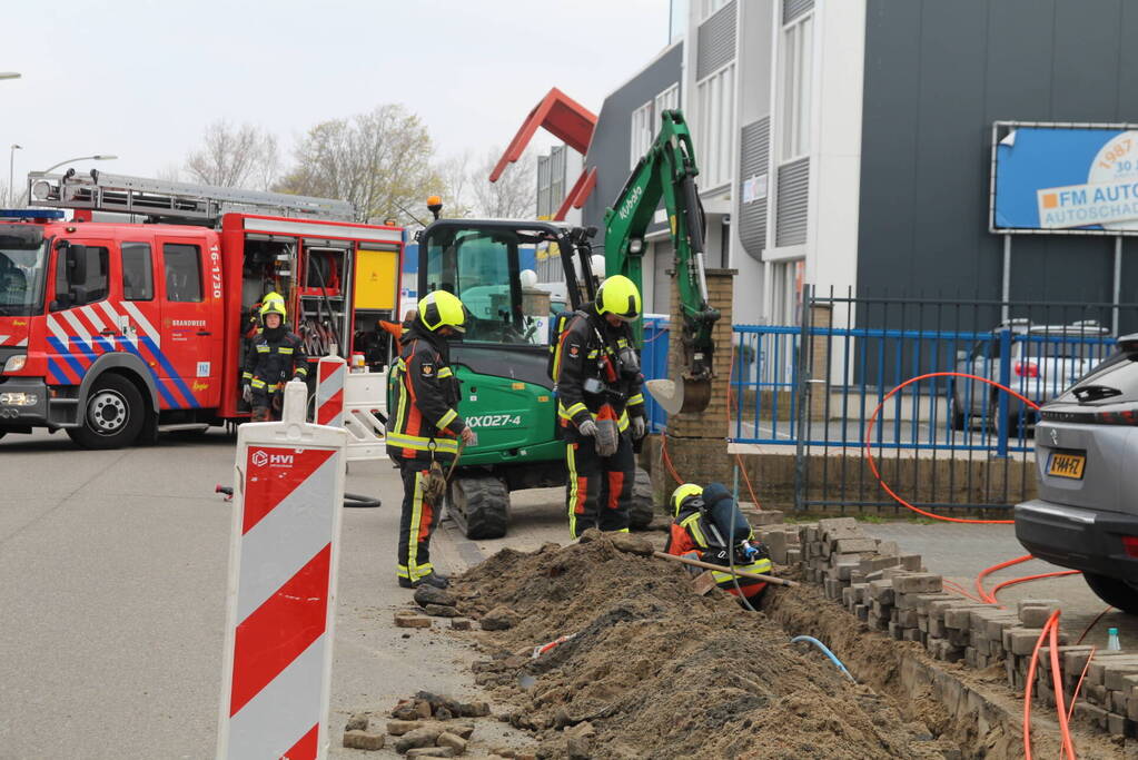 Gasleiding geraakt tijdens graafwerkzaamheden
