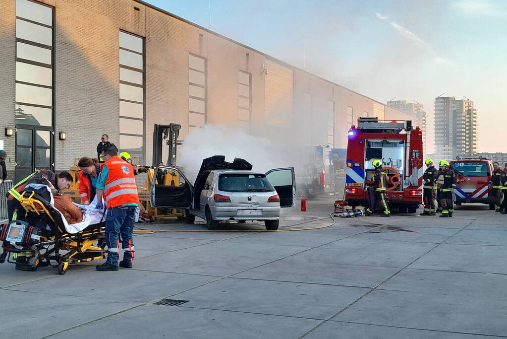 Hulpverleners oefenen aanrijding met heftruck