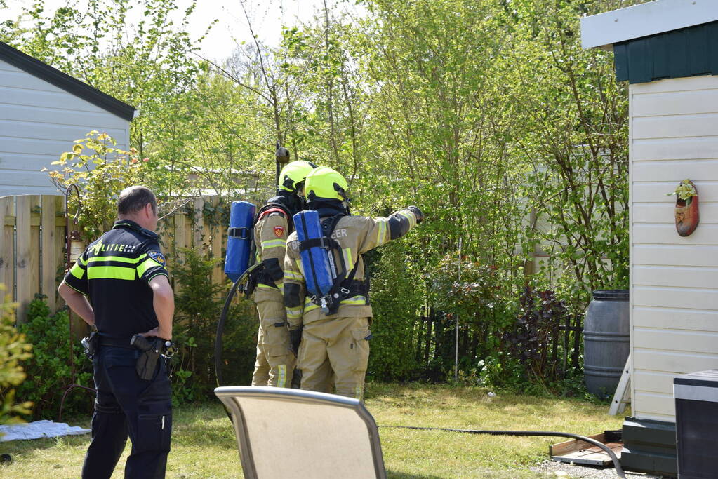 Stacaravan in brand op camping