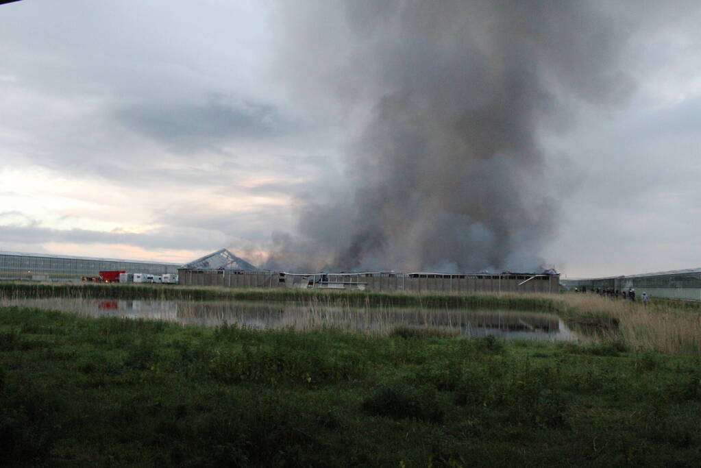 Grote rookwolken bij zeer grote industriebrand
