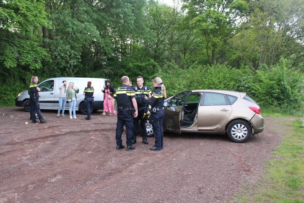 Auto rijdt dwars door heg