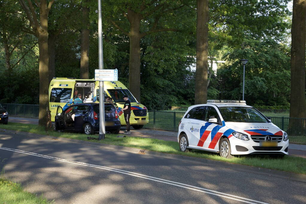 Auto raakt van weg en ramt boom
