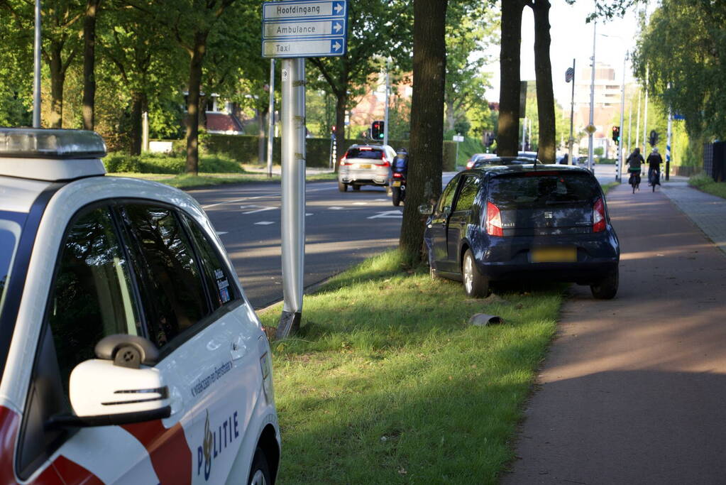 Auto raakt van weg en ramt boom