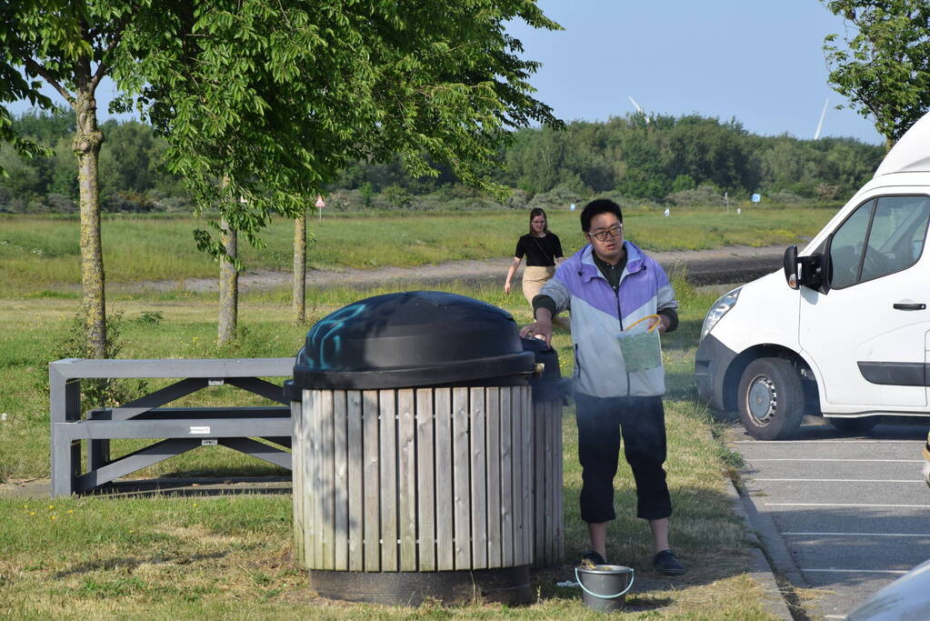 Container in brand door BBQ