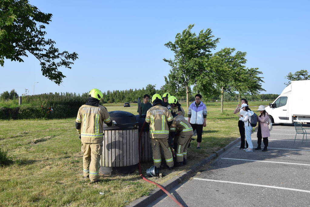 Container in brand door BBQ