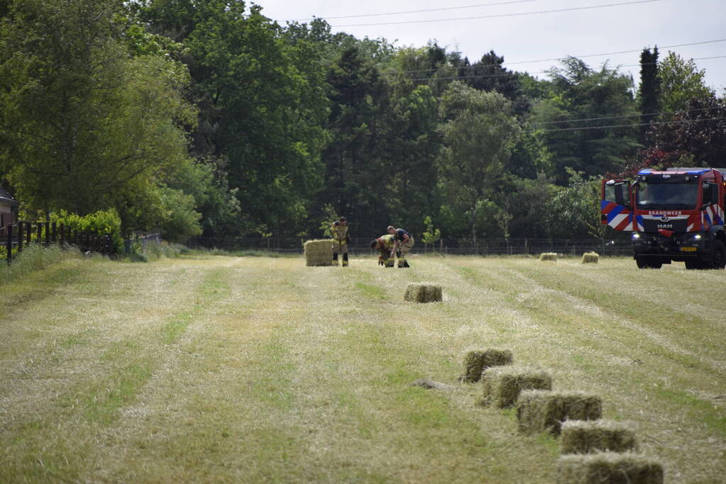 Gras vliegt in brand tijden het rooien