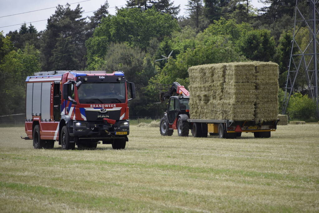 Gras vliegt in brand tijden het rooien