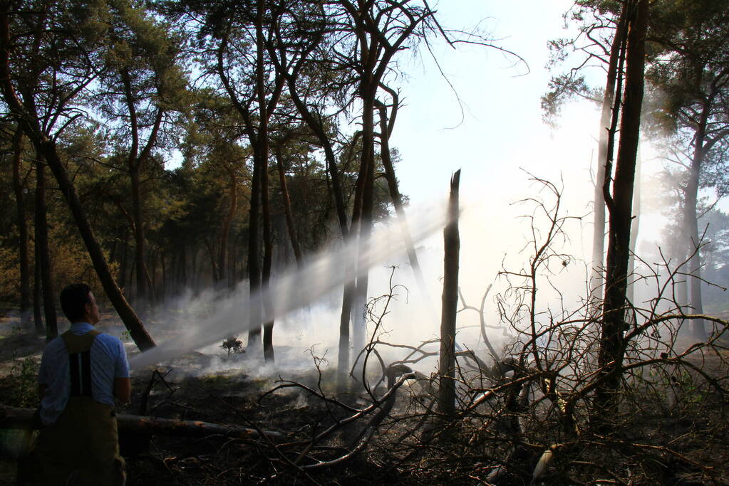 Wederom natuurbrand, brandweer rijdt zich vast