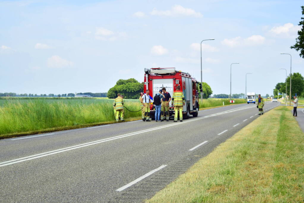 Stuk berm gaat in vlammen op