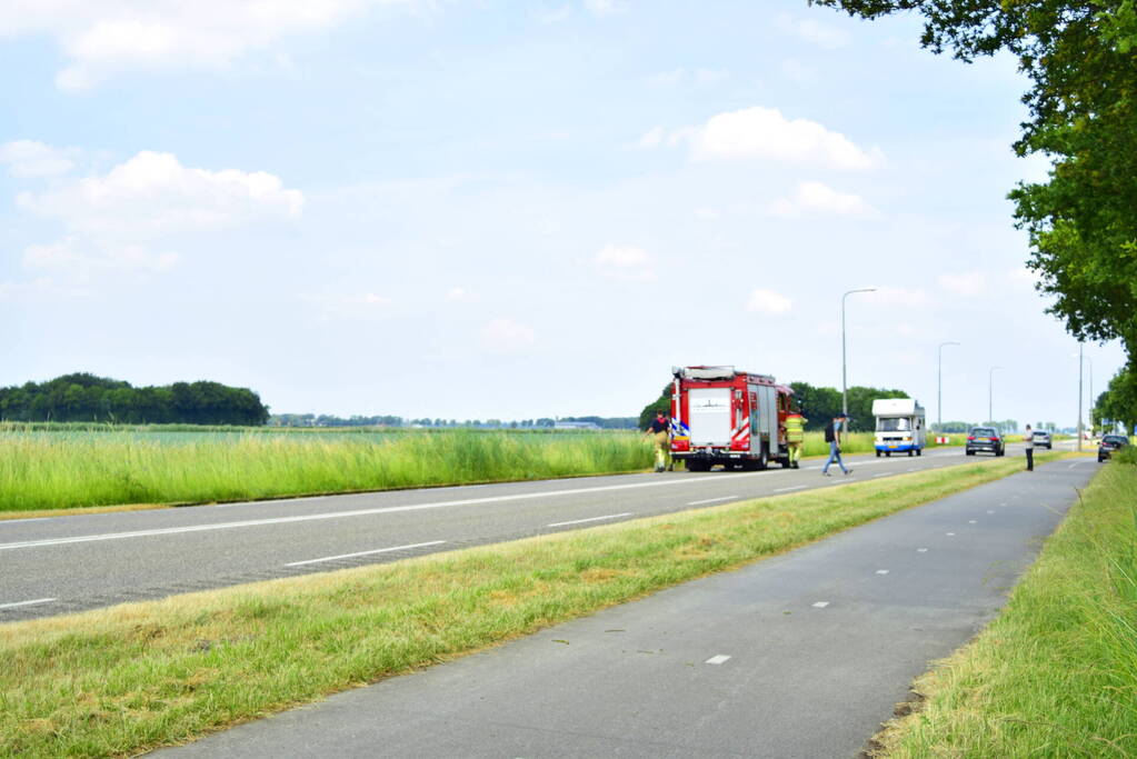 Stuk berm gaat in vlammen op