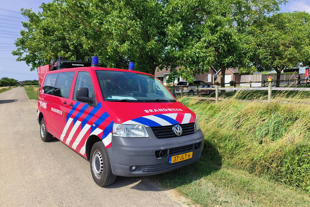 Brand in muur van schuur