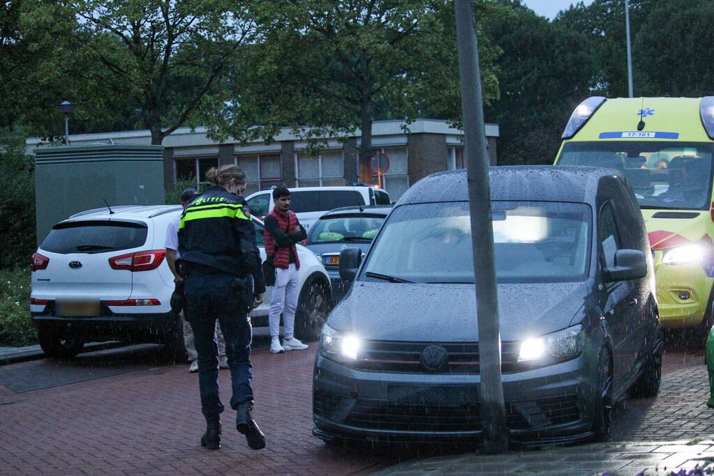 Bestelbus klapt op paal