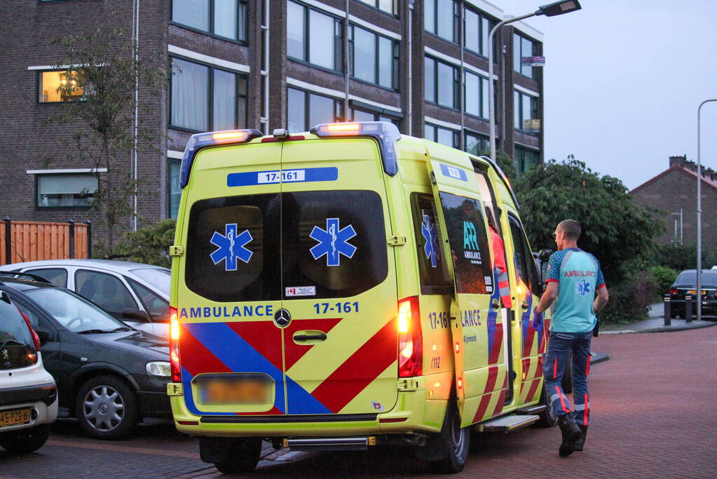 Bestelbus klapt op paal