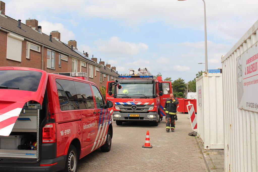 Gasleiding geraakt bij rioolwerkzaamheden