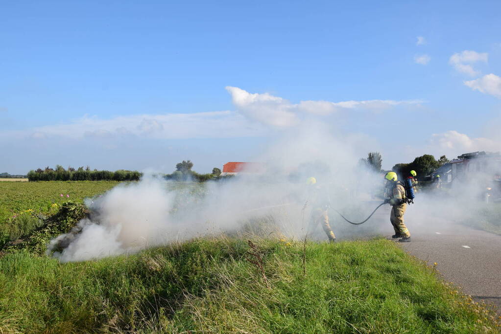 Brand in snoeiafval snel onder controle