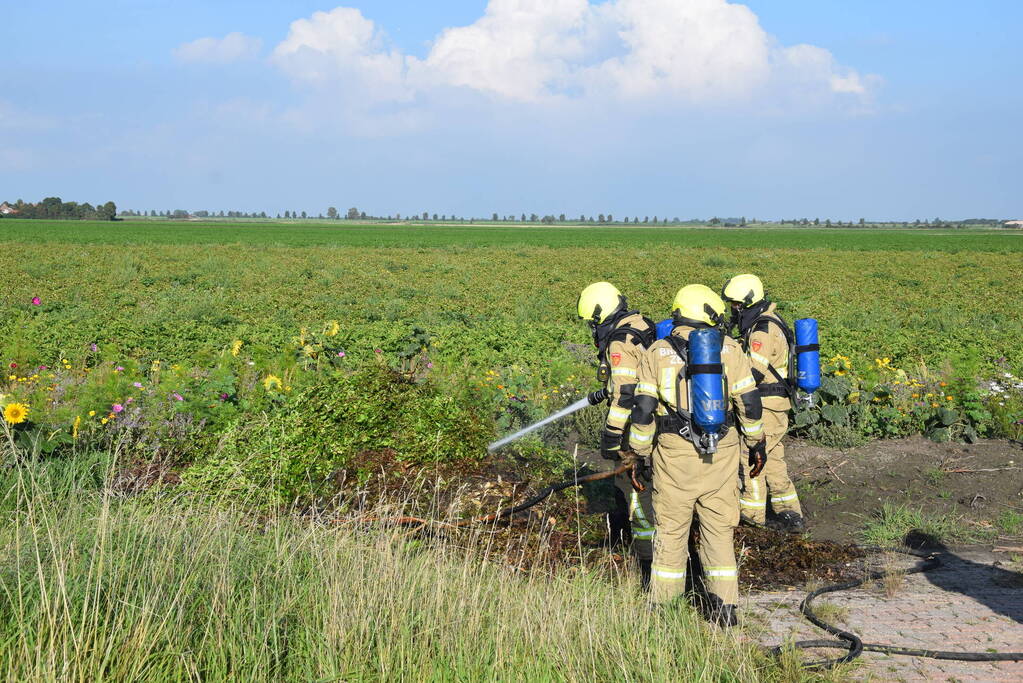Brand in snoeiafval snel onder controle