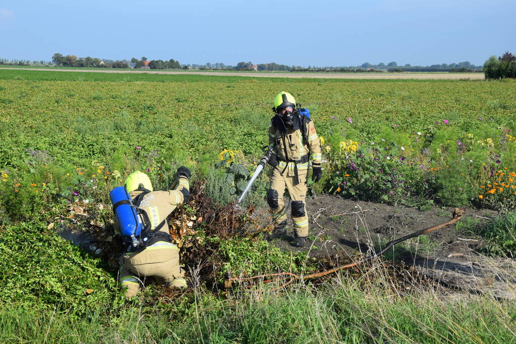 Brand in snoeiafval snel onder controle