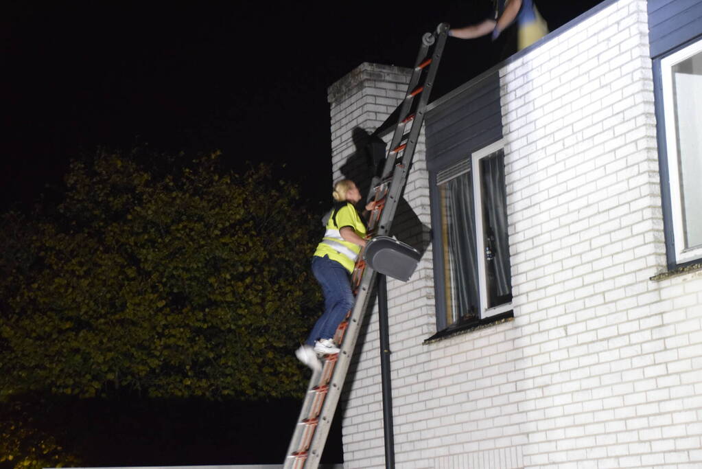 Steenuil vast in schoorsteen