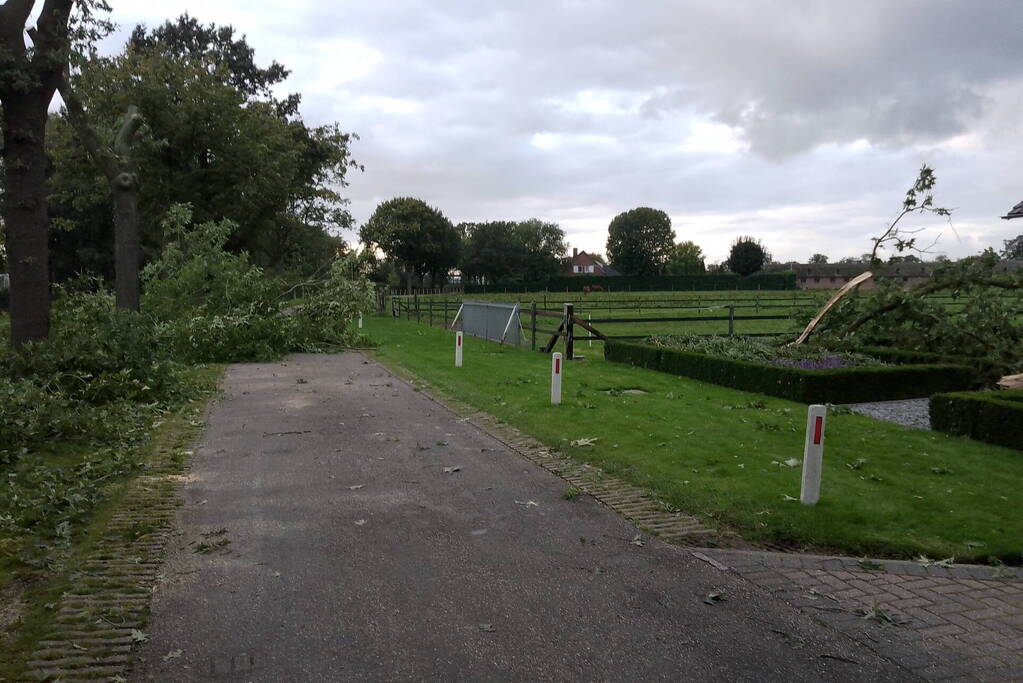 Woning zwaar beschadigd door rondvliegende takken