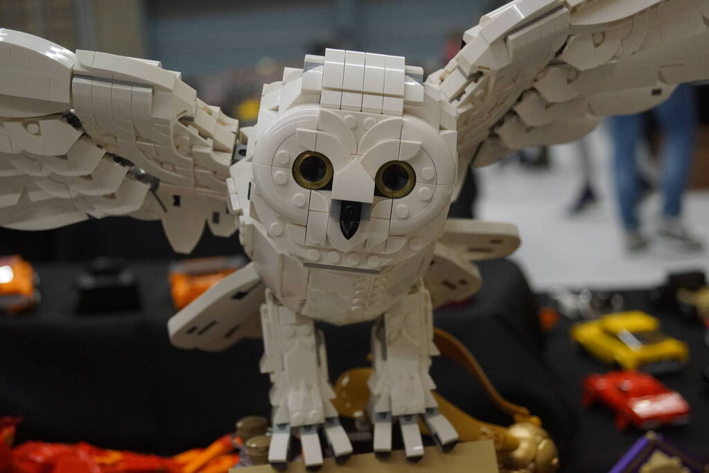 LEGO-liefhebbers bewonderen tentoongestelde creaties