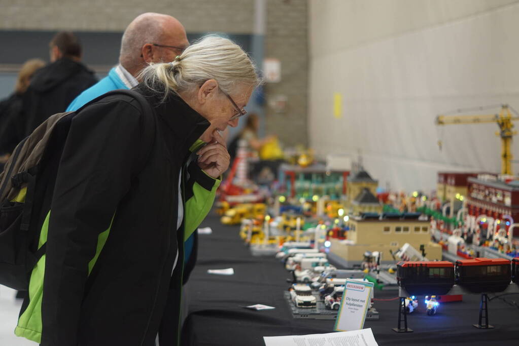 LEGO-liefhebbers bewonderen tentoongestelde creaties