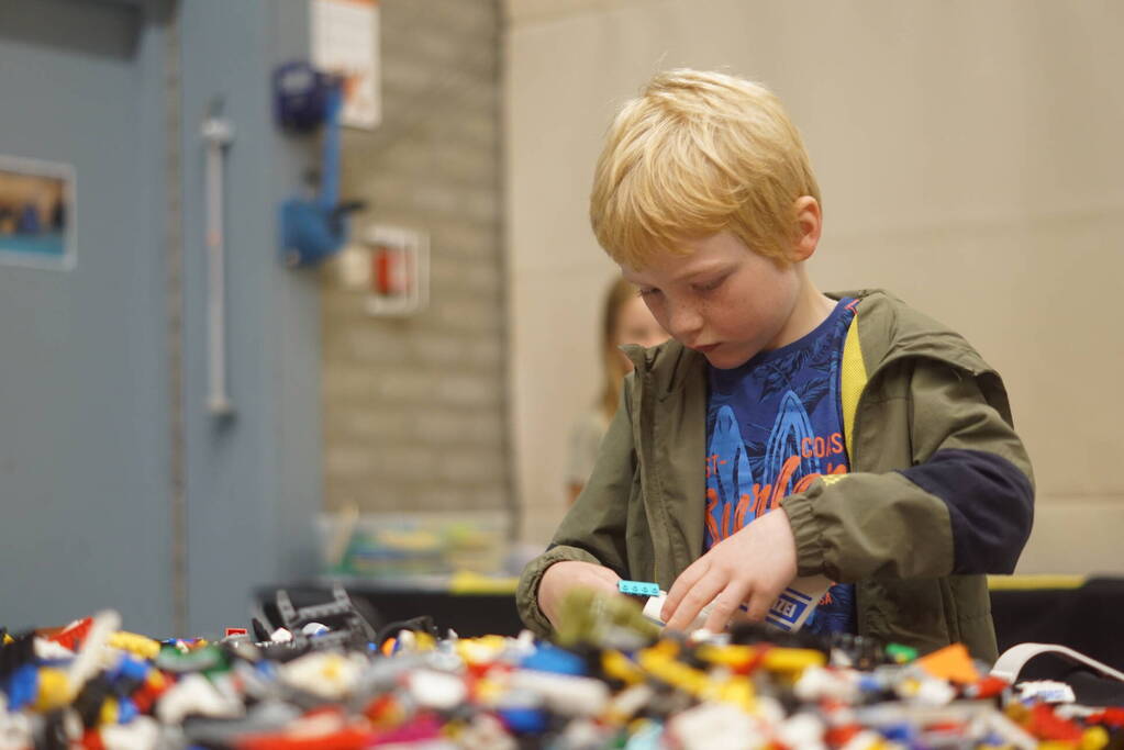 LEGO-liefhebbers bewonderen tentoongestelde creaties