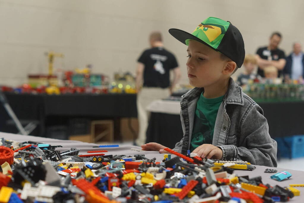 LEGO-liefhebbers bewonderen tentoongestelde creaties