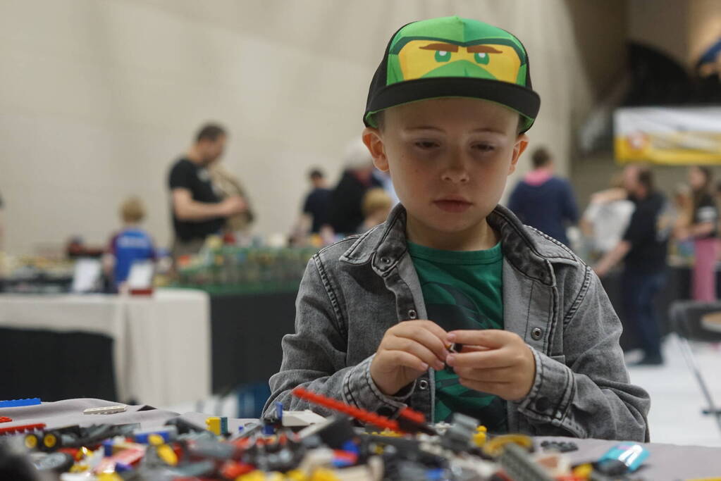 LEGO-liefhebbers bewonderen tentoongestelde creaties