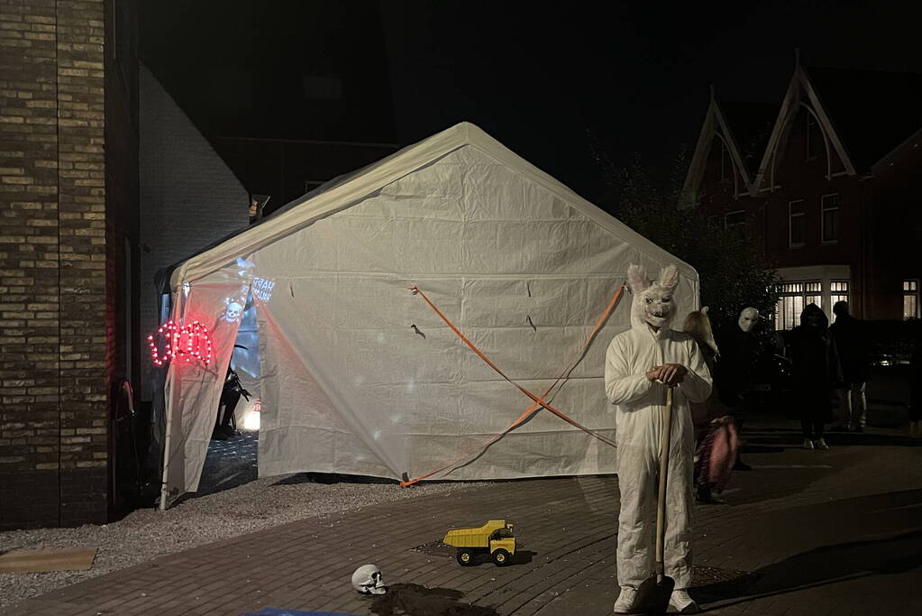 Veel mensen de straat op voor enge Halloweentocht