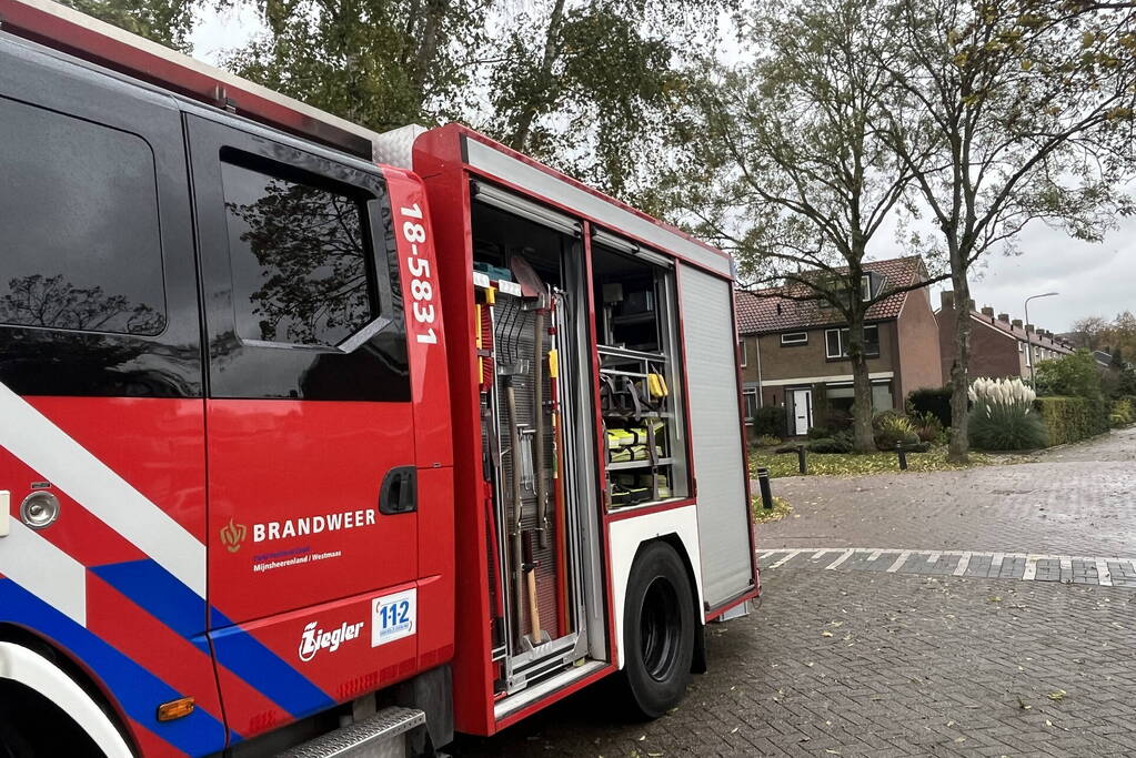 Brandweer zaagt omgevallen boom in stukken