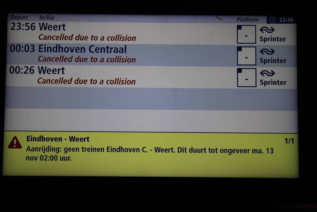Persoon overleden na ongeval met trein