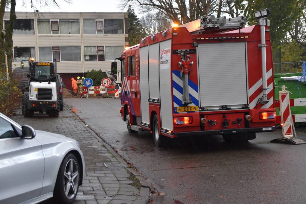 Gasleiding geraakt bij graafwerkzaamheden