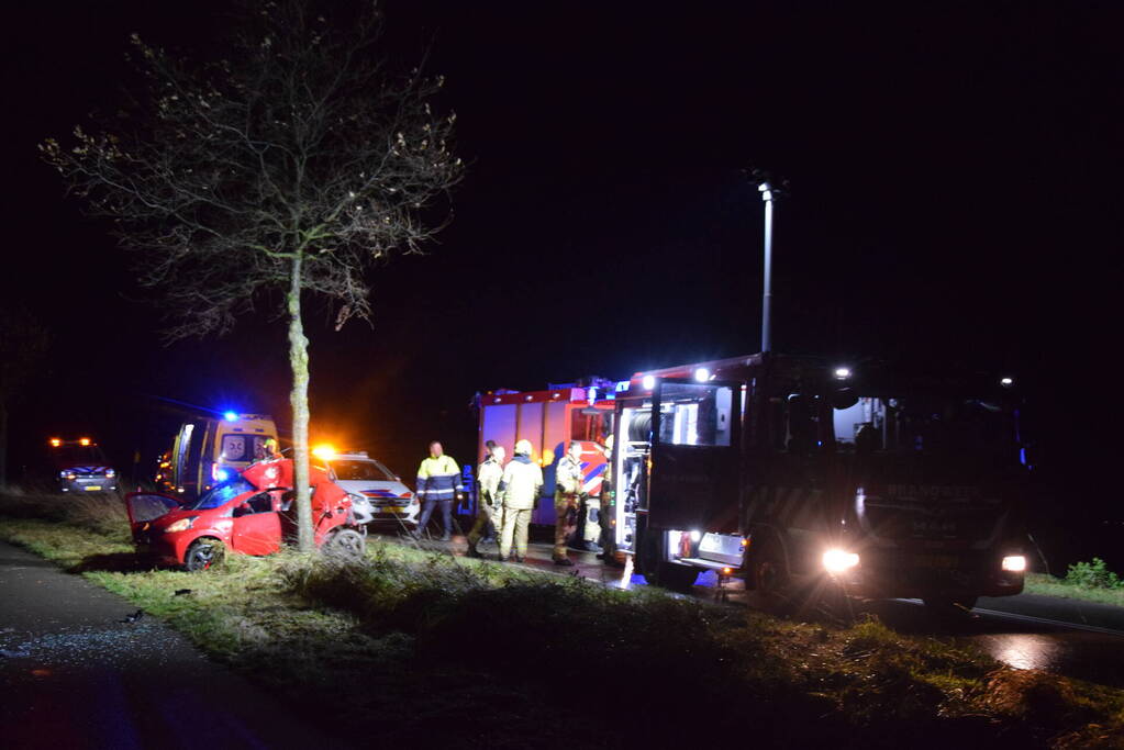 Persoon zwaargewond bij botsing tegen boom