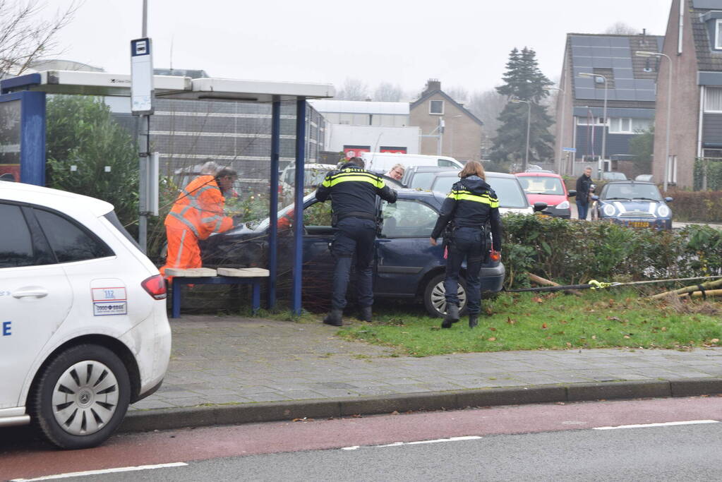 Auto raakt van weg en belandt in bosjes