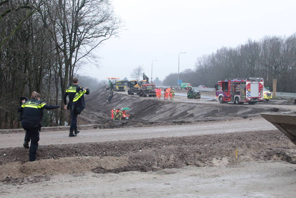 Persoon gevallen bij wegwerkzaamheden