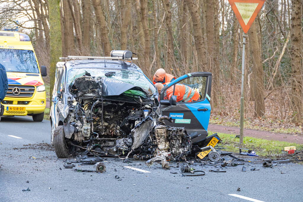 Bestuurder van bestelbus botst op boom